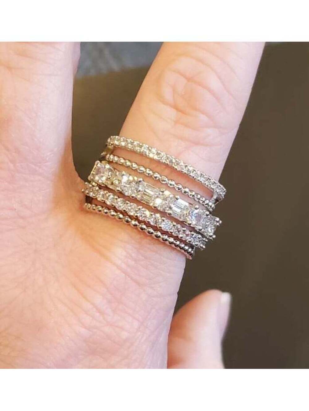 925 layer white sapphire ring sz 10